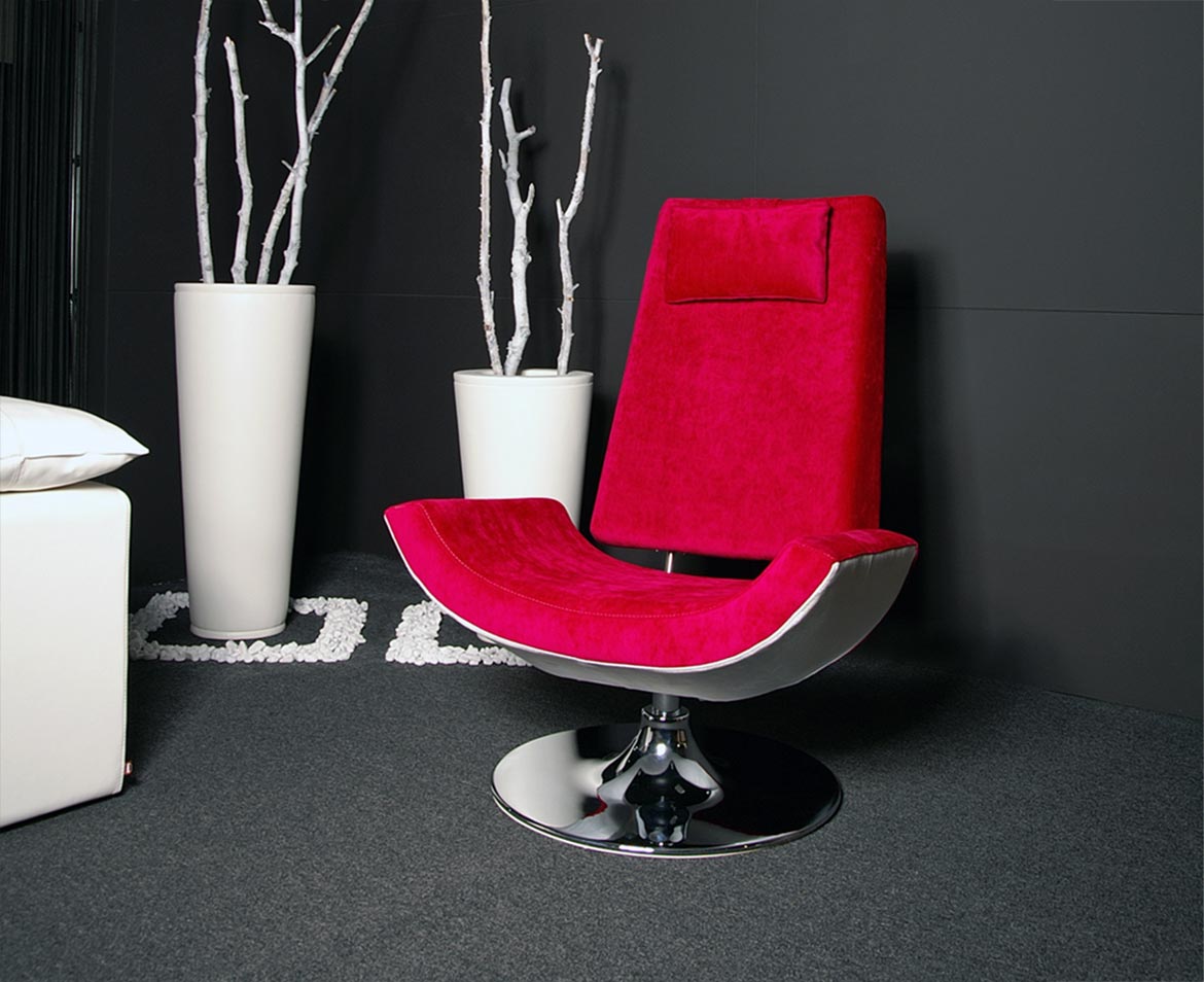 Počivalnik Ugo v roza - beli kombinaciji. Počivalnik, fotelj, relax